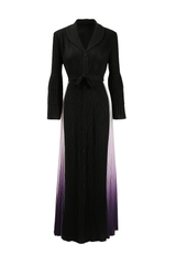 Elegant Ombre Black to Purple Pleated Maxi Dress