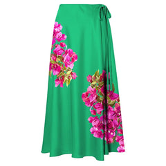 Bold Green Floral Ruffle Strap Swim Top
