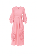 Blush Pink Pleated Midi Dress