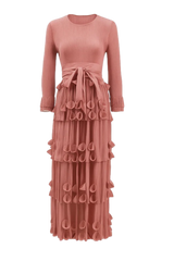 Elegant Rosewood Pleated Maxi Dress