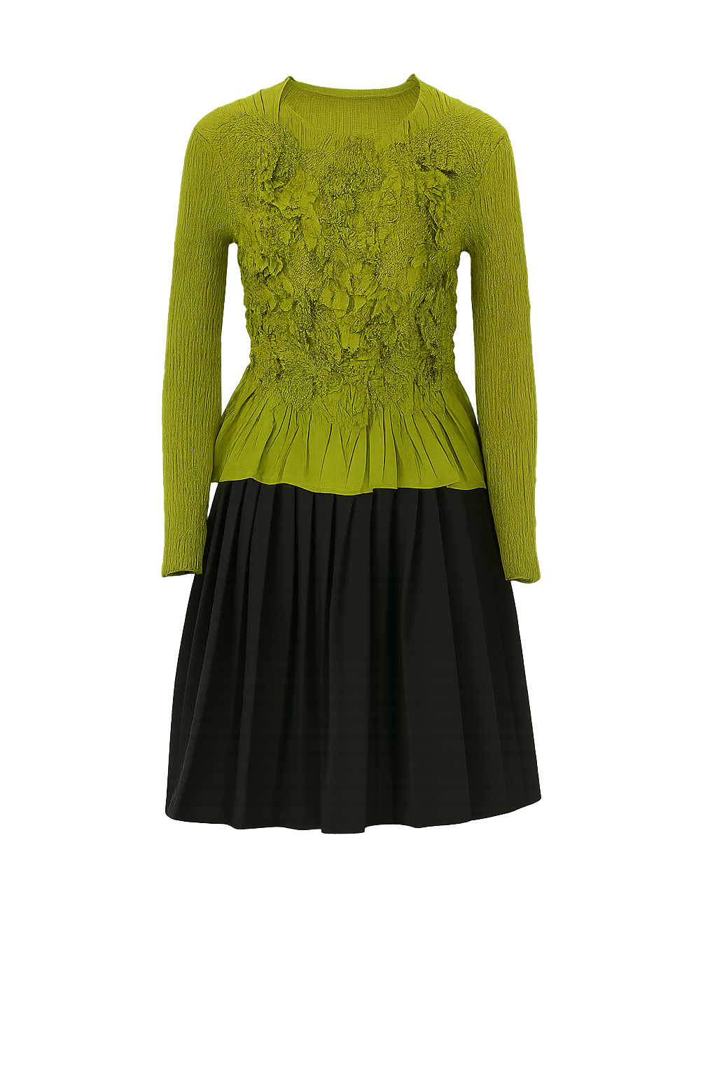 Olive Green Textured Peplum Top