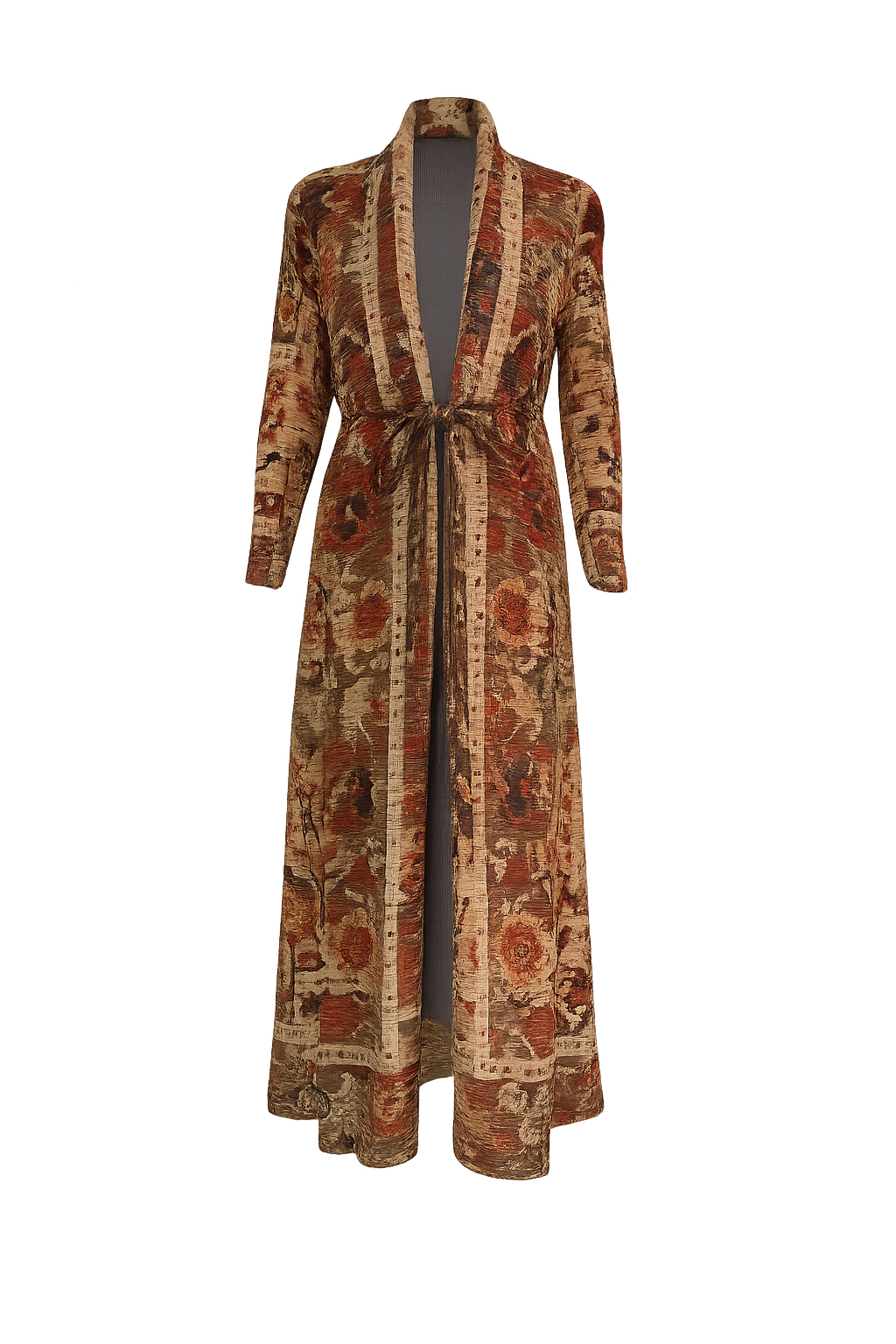 Vintage Indigo Porcelain Print Maxi Coat Dress