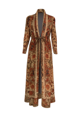 Vintage Indigo Porcelain Print Maxi Coat Dress