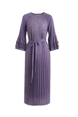 Orchid Purple Pleated Midi Dress