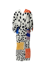 Chic Patchwork Polka Dot Midi Dress