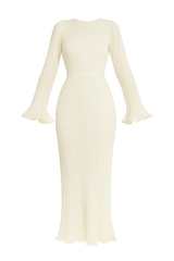 Elegant Ivory Pleated Maxi Dress