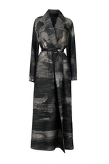 Abstract Brushstroke Pleated Maxi Dress