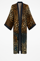 Tropical Animal Print Open Front Kimono