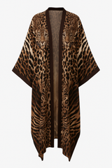 Tropical Animal Print Open Front Kimono