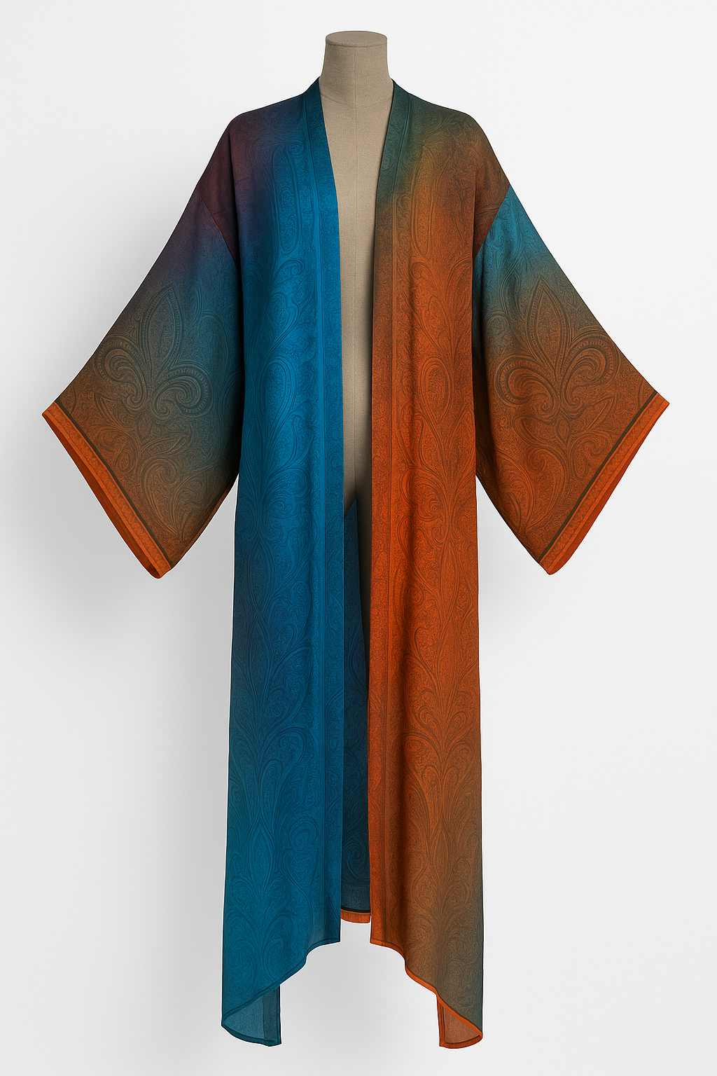 Unique Artistic Patchwork Design Long Kimono Dress