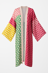 Playful Multi-Color Dot Print Longline Kimono