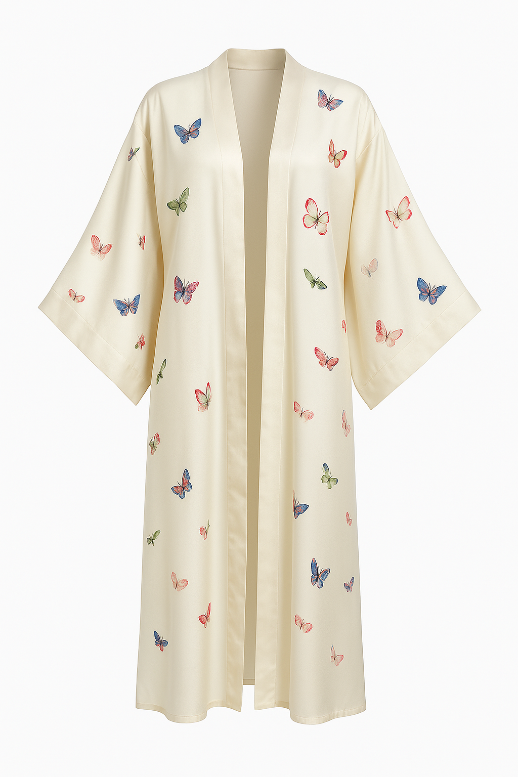 Delicate Butterfly Print Flowing Kimono Dress