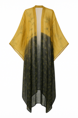 Sheer Floral Print Flowing Kimono Dress