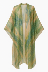 Sheer Floral Print Flowing Kimono Dress