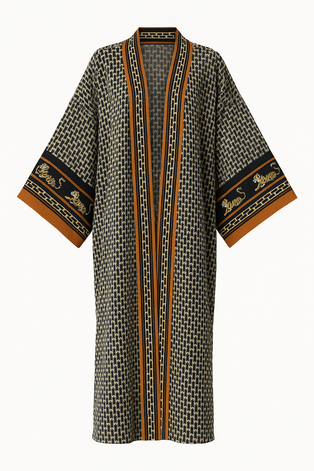 Bohemian Style Open Front Duster Kimono Dress