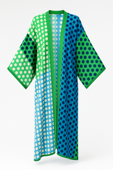 Playful Multi-Color Dot Print Longline Kimono