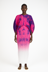 Abstract Ombre Pleated Kaftan Dress