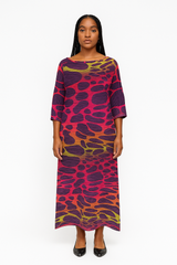 Vibrant Abstract Print Long Maxi Dress