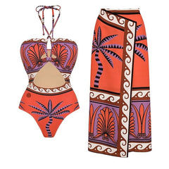 Vibrant One-Shoulder Bikini with Tropical Flair