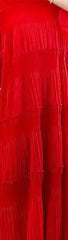 Elegant Pleated Tiered Red Midi Dress