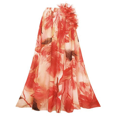 Watercolor Floral Ruffle Swimsuit & Sarong