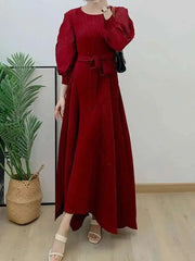 Magenta Pleated Maxi Dress