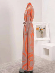 Retro Vortex Belted Maxi Dress