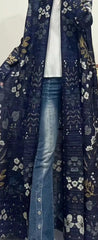 Vintage Indigo Porcelain Print Maxi Coat Dress