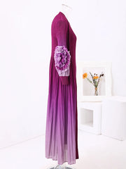 Elegant Ombre Pleated Maxi Dress