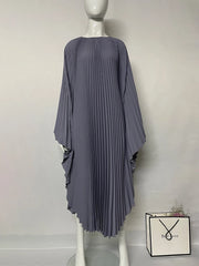 Elegant Cream Pleated Midi Dress