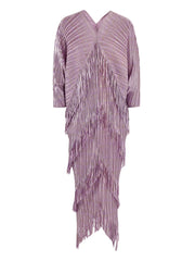 Shimmering Mauve Layered Fringe Dress