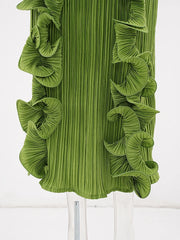 Leaf Pleated Maxi Dress