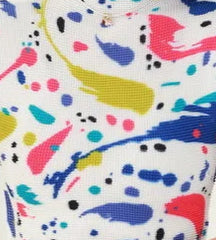 Navy Multicolor Leaf Print Pleated Knit Top