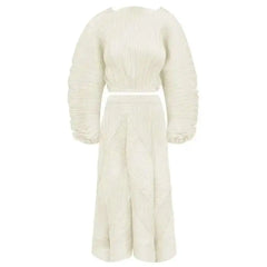 Golden Pleated Two-Piece Set