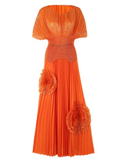Radiant Red Pleated Gown