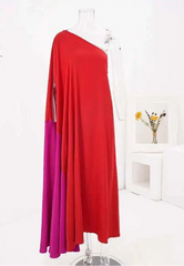 Asymmetric Colorblock Kaftan Dress