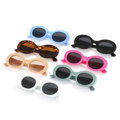 Chic Pastel Blue Oval Sunglasses