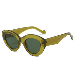 Chic Olive Green Oval Sunglasses