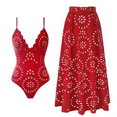 Intricate Cutout Design Swimsuit with Scalloped Trim
