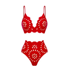Intricate Cutout Design Swimsuit with Scalloped Trim