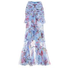 Feminine Ruffle Detail Floral Swimwear