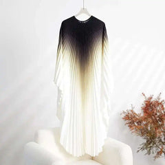 Elegant Olive Ombre Pleated Maxi Dress