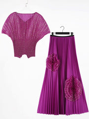 Radiant Red Pleated Gown