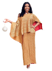 Asymmetric Pleated Kaftan Dress
