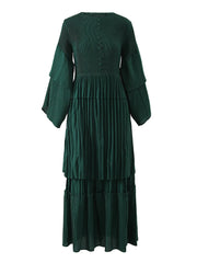 Emerald Pleated Tiered Maxi Dress