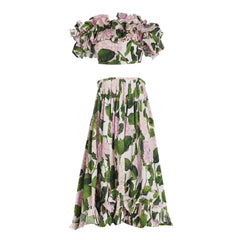 Floral Bloom Ruffle Bikini & Maxi Skirt Set