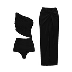 Riviera Fuchsia Asymmetrical Swimsuit with Ruched Detail and Twist Wrap