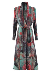 Geometric Mosaic Belted Maxi Dress