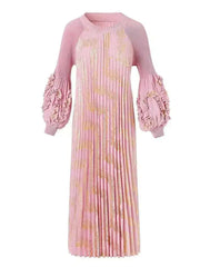 Blush Pink Pleated Midi Dress