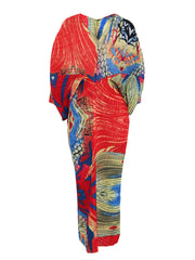 Vibrant Abstract Print Draped Maxi Dress